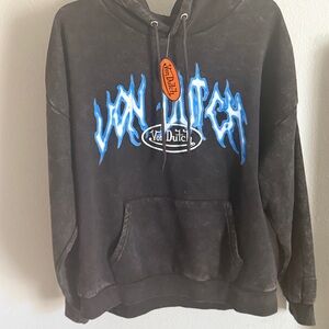 Von Dutch Black Hoodie with Blue Graphic